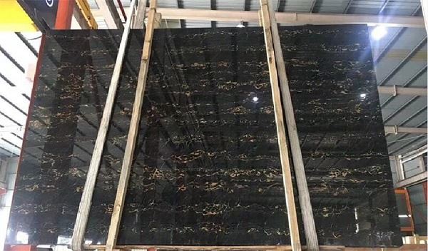 black marble tiles shower Italy Portoro marble