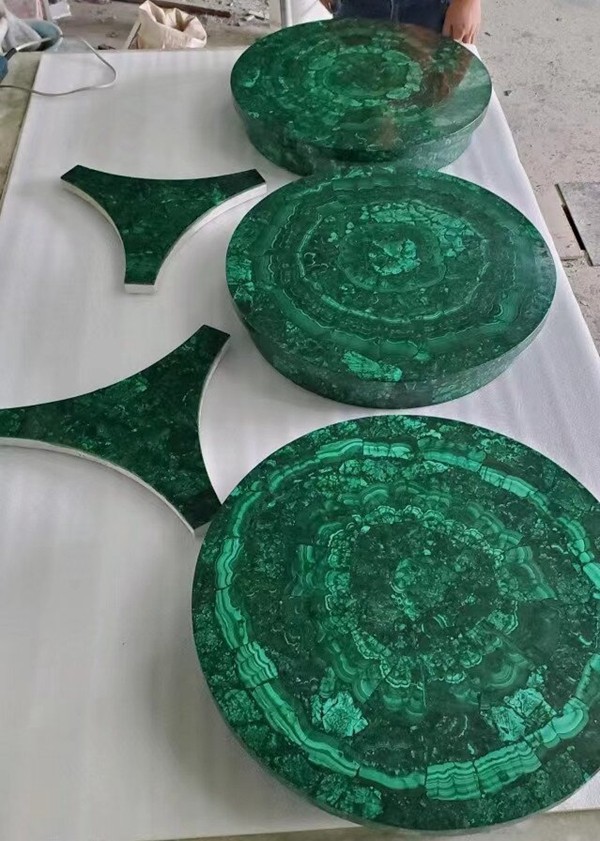 Green Malachite Semiprecious Stone coffee table