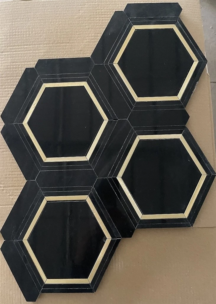 Black Marble Honeycomb Mosaic Floor Tile